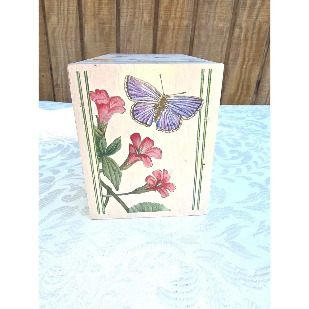 Vintage Kamenstein wood recipe box Floral Butterfly Cottage Decor Grandma Decor